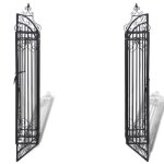 Printemps 2026 soldesnoir portillon ornemental de jardin fer forg� 122x205x134 cm 2 691439