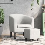 Printemps / �t� 2025 fauteuil avec repose - pied blanc similicuir - 70x56x68 cm lv654