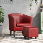Printemps / t 2025 fauteuil avec repose - pied rouge bordeaux similicuir - 70x56x68 cm lv295