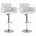 Printemps / �t� 2025 tabourets de bar lot de 2 - solomon - blanc similicuir - 50x46x(93 - 115) cm lv1854 ...