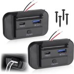 Prise de chargeur de voiture usb 12v / 24v 2 pi�ces panneau de prise qc3. 0 usb et usb - c pd3. 0 avec ...