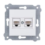 Prise double rj45 - exen - cat. 6 - blanc - m�canisme sans cadre - int�rieur
