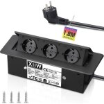 Prise encastrable escamotable en aluminium - multiprise electrique 3500 w / 16 a plan de travail 3 prises ...