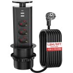 Prise encastrable plan de travail bloc prise escamotable 3 prises 2 usb et usb c pd20w bloc multiprise ...