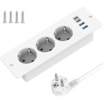 Prise encastrable de table - zuuko - 2 usb - a & 2 type - c - 3 prises - c�ble 2m - blanc