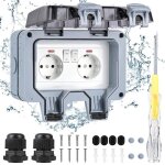 Prise etanche exterieur ip66 2 prise de courant et volet de protection multiprise electrique anti poussire ...