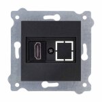 Prise hdmi - exen - m�canisme sans cadre - noir m�tallique - r�sistante aux uv - bornes � vis
