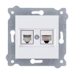 Prise informatique - cat. 6 rj45 + rj11 - blanc - carr� - a encastrer