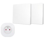 Prise murale commande sans fil et sans pile - qualit pro - 2 interrupteur radio auto aliment + 1 prise ...