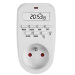Prise programmable - greenblue - gb362 e - horloge digitale - charge max. 16a - ip20 - blanc