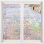 Privacy window film rainbow 3d vinyl decals non - adhesive static cling for stained glass look