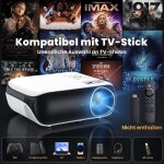 Projecteur mini 4k / 1080p - 20 000 lux - bluetooth 5. 1 - cran 180 - intrieur / extrieur - home cinma ...
