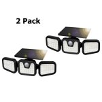 Projecteur solaire 3 têtes - 2pack - blanc - energie solaire - détecteur de mouvement - 74 led Projecteur solaire 3 têtes - 2pack - blanc - energie solaire - détecteur de mouvement - 74 led