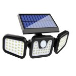 Projecteur solaire 3 ttes - blanc - energie solaire - dtecteur de mouvement - 74 led