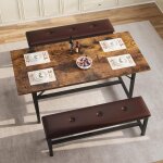 Promiracal ensemble table  manger 4  6 places - plateau extensible 160 cm - 2 bancs confortables - ...