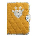 Prot�ge carnet sant� en coton moutarde - promenons nous