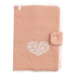 Prot�ge carnet de sant� en coton matelass� - petit coeur