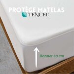 Protge - matelas - anti - acariens - 90 x 190 cm - impermable - bonnet 30 cm - coton / polyester