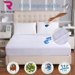 Protge matelas impermable 160 x 200 cm hauteur 30cm drap housse hypoallergnique hautement respirantanti ...