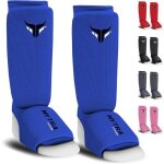 Protge - tibias + pied mytra fusion - enfant - sports de combats - lger et rembourr - bleu