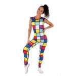 Dguisement - ptit clown - combinaison fluo - adulte - multicolore - femme