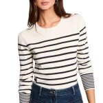 Pull beige / marine femme morgan jauge