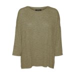 Pull brianna oversize manches 3 / 4 kaki m�lang� femme vero moda
