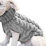 Pull pour chien / chat - 1 pice col roul tricot chaud - gris taille l - convient pour automne hiver ...