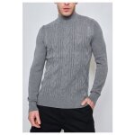 Pull col chemine gris homme