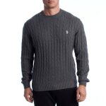 Pull � col rond en maille torsad�e pour homme us40173042 - gris