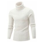 Pull  col roul pour homme - automne / hiver - pull chaud en tricot pour homme blanc