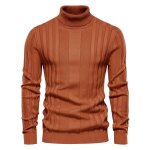 Pull  col roul pour homme en tricot regular fit pullover chaud manches longues couleur unie pour automne ...