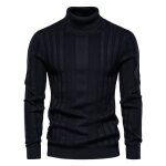 Pull  col roul pour homme en tricot regular fit pullover chaud manches longues couleur unie pour automne ...