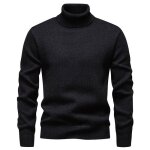 Pull  col roul pour homme en tricot doublure polaire pullover chaud manches longues couleur unie automne ...