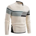Pull col roul vitata pour homme - pull zipp dcontract et tendance pour lautomne / hiver - rayures ...