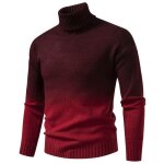 Pull couleur graduelle homme col roul classique automne - rouge
