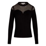 Pull coupe pr�s du corps femme morgan noir c�tel� � buste transparent