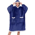Pull couverture polaire plaid hoodie robes de chambre hiver peignoir chaud unisexe sweatshirt pour femme ...