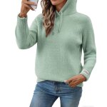 Pull femme - capuche raglan - chenille doux hiver - manches longues - automne hiver - taille eu - vert ...