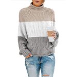 Pull femme col roul en tricot autumn dhiver pullover femme chic chaude leger coupe ample manches longues ...