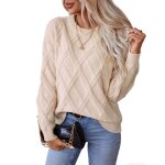 Pull femme - mod�le losanges - maille tricot douce - col rond - manches longues - automne hiver