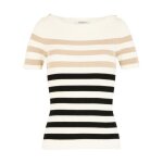 Pull femme morgan avec manches courtes et col rond cru ray