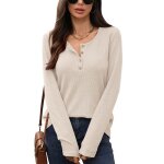 Pull femme tricot col rond avec boutons manches longues pullover lche couleur unie pour automne hiver ...