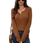 Pull femme tricot col rond avec boutons manches longues pullover lche couleur unie pour automne hiver ...