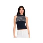 Pull guess femme signature noir synth�tique