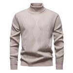 Pull homme col roul tricot chaud doublure polaire pullover jacquard regular fit manches longues automne ...