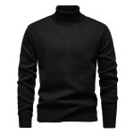 Pull homme col roul� tricot� chaud doublure polaire pullover jacquard regular fit manches longues automne ...