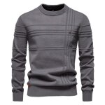 Pull homme coton extensible col rond couleur unie slim - gris fonce Pull homme coton extensible col rond couleur unie slim - gris fonce