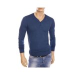Pull homme - kaporal - borag - col tunisien - 100% coton - bleu medium