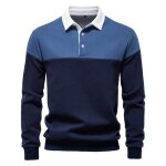Pull homme manches longues regular fit pour printemps et automne couleur contraste tissu confortable ...